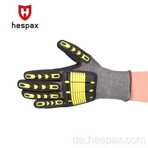 Hespax Touchscreen sandy nitril geschnittene resistente Handschuhe